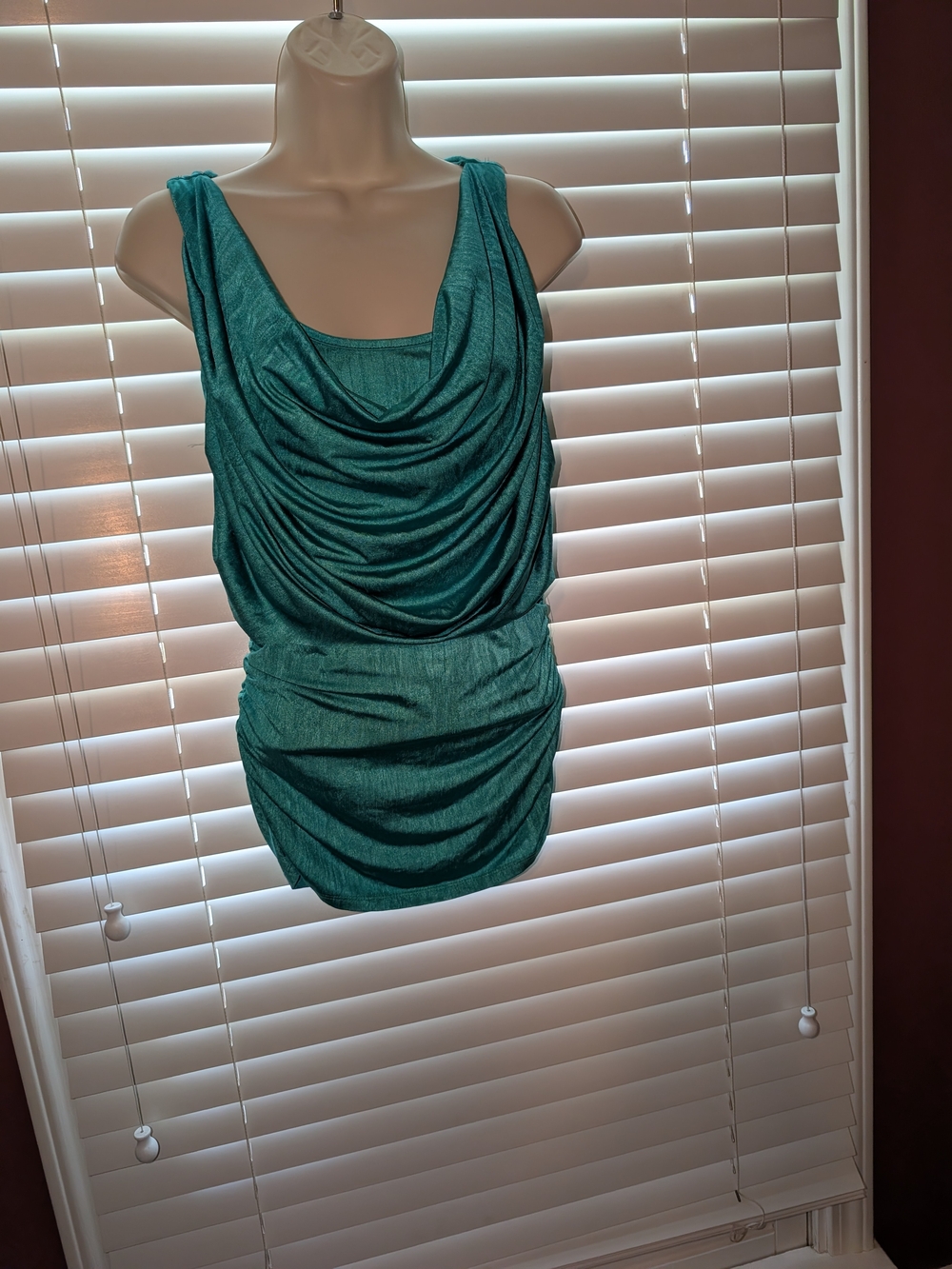 Love Culture Teal Draped Sleeveless Blouse